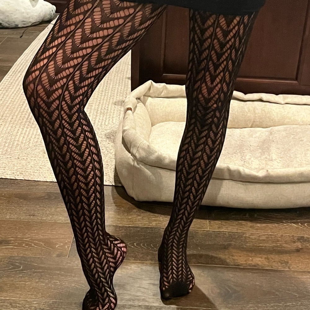 American Apparel Black Chevron Tights